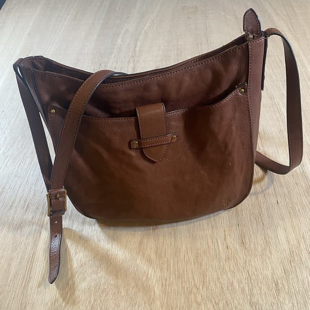 FRYE Olivia Large Leather Crossbody Shoulder Bag in Cognac-Originally $378 - Picture 3 of 14